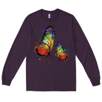 Plum rainbow butterfly pride Long Sleeve Tee - FaDigitalArtStudio