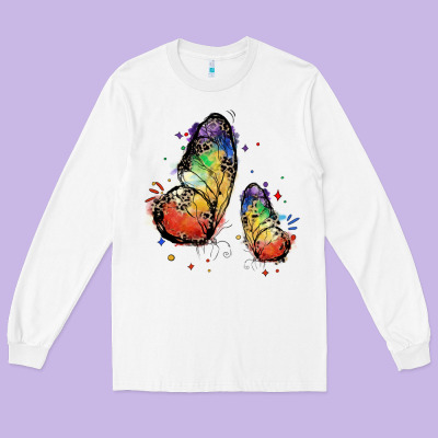 Rainbow Butterfly Pride Long Sleeve Tee Designed By Fadigitalartstudio