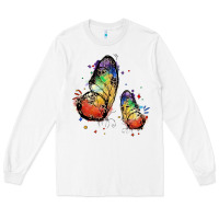 White rainbow butterfly pride Long Sleeve Tee - FaDigitalArtStudio