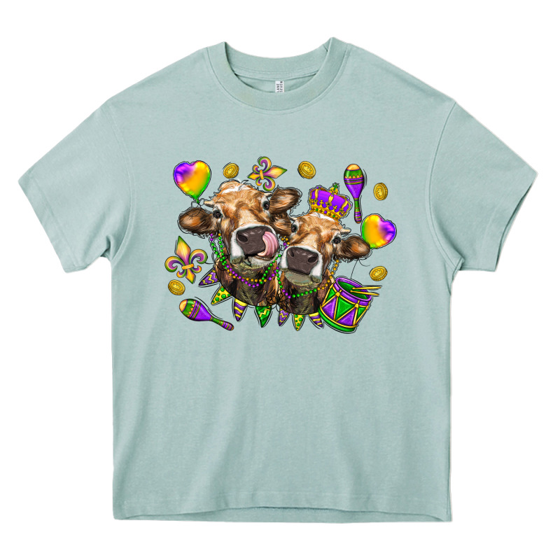 Mardi Gras Heifers Heavy Core Tee by NancyCooperArtShop | Teevron