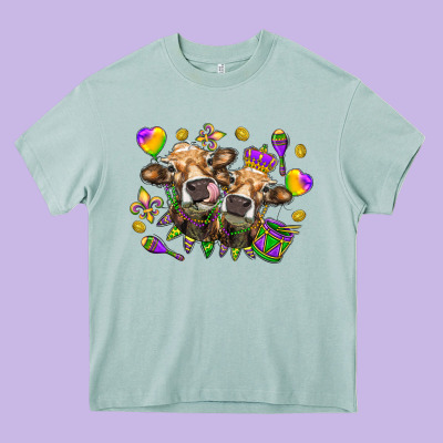 Mardi Gras Heifers Heavy Core Tee Designed By Nancycooperartshop