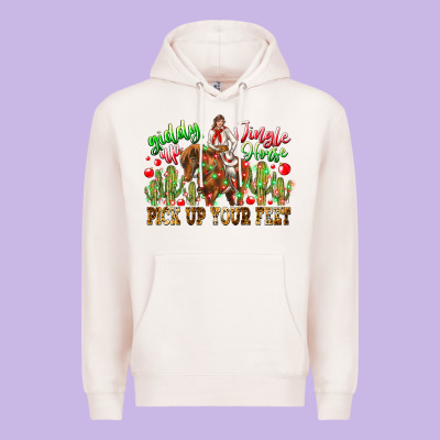 Giddy Up Jingle Horse Pick Up Your Feet Premium Hoodie Designed By Cowhidedigitalart