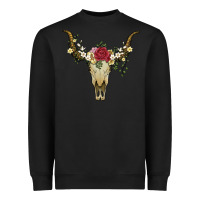 Black bull skull with rose and flowers Heavyweight Sweatshirt - Artiststas