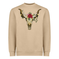 Mushroom bull skull with rose and flowers Heavyweight Sweatshirt - Artiststas