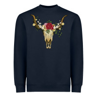 Bull Skull With Rose And Flowers Heavyweight Sweatshirt | Teevron