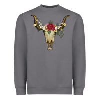 Storm bull skull with rose and flowers Heavyweight Sweatshirt - Artiststas