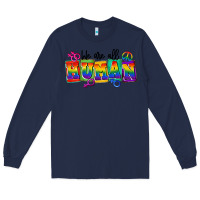 Navy we are all human Long Sleeve Tee - FaDigitalArtStudio