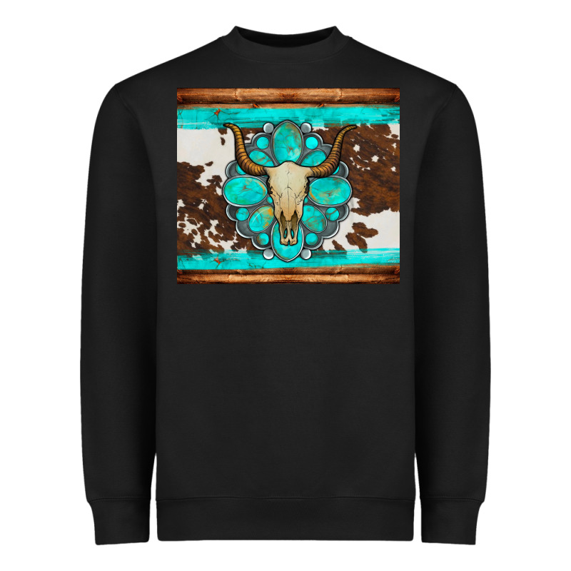 Bull Skull And Turquoise Cowhide Tumbler Heavyweight Sweatshirt by Artiststas | Teevron