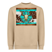 Mushroom bull skull and turquoise cowhide tumbler Heavyweight Sweatshirt - Artiststas