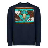 Navy bull skull and turquoise cowhide tumbler Heavyweight Sweatshirt - Artiststas
