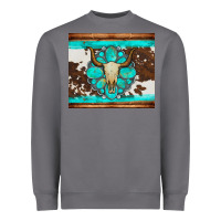 Storm bull skull and turquoise cowhide tumbler Heavyweight Sweatshirt - Artiststas