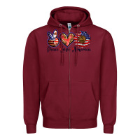 Burgundy peace love america Zipper Hoodie - BarkalooDesign