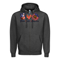 Charcoal Heather peace love america Zipper Hoodie - BarkalooDesign