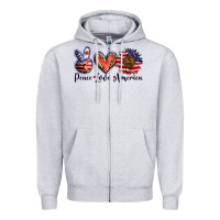 Heather Grey peace love america Zipper Hoodie - BarkalooDesign