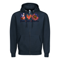 Navy peace love america Zipper Hoodie - BarkalooDesign