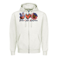 Oatmeal Heather peace love america Zipper Hoodie - BarkalooDesign