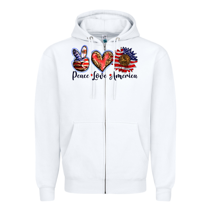 Peace Love America Zipper Hoodie by BarkalooDesign | Teevron