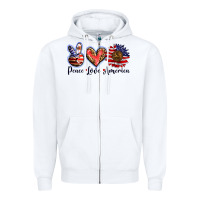 White peace love america Zipper Hoodie - BarkalooDesign