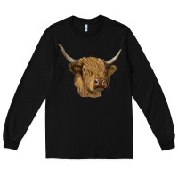 Black highland cow Long Sleeve Tee - RanaPortraitStore