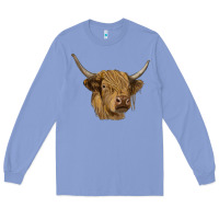 Colony Blue highland cow Long Sleeve Tee - RanaPortraitStore