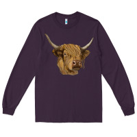 Plum highland cow Long Sleeve Tee - RanaPortraitStore