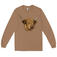 Toasted Coconut highland cow Long Sleeve Tee - RanaPortraitStore