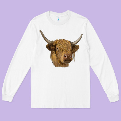 Highland Cow Long Sleeve Tee Designed By Ranaportraitstore