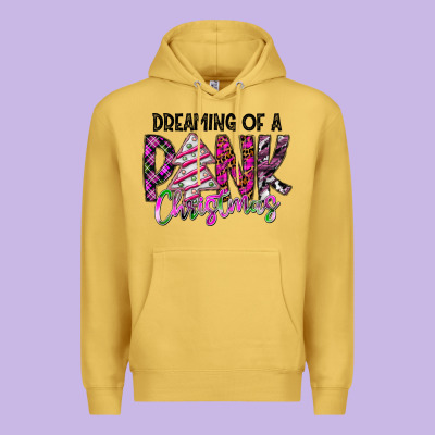 Dreaming Of A Pink Christmas Premium Hoodie Designed By Cowhidedigitalart