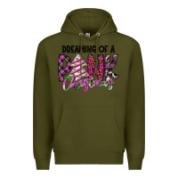 Army Green Dreaming Of A Pink Christmas Premium Hoodie - CowhideDigitalArt