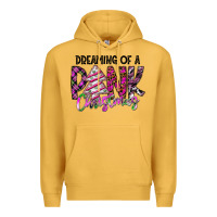 Mustard Dreaming Of A Pink Christmas Premium Hoodie - CowhideDigitalArt