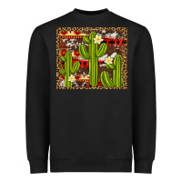 Black aztec cowhide cactus background Heavyweight Sweatshirt - Artiststas