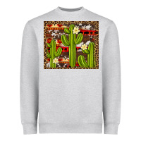 Heather Grey aztec cowhide cactus background Heavyweight Sweatshirt - Artiststas