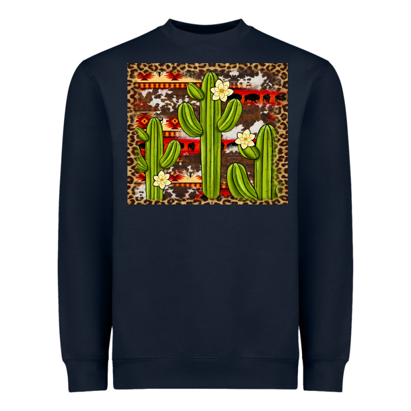 Aztec Cowhide Cactus Background Heavyweight Sweatshirt by Artiststas | Teevron