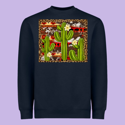 Aztec Cowhide Cactus Background Heavyweight Sweatshirt Designed By Artiststas