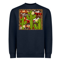 Navy aztec cowhide cactus background Heavyweight Sweatshirt - Artiststas