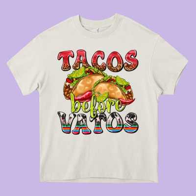 Tacos Before Vatos Heavy Core Tee Designed By Texasbilliewilder