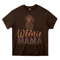 Chocolate Brown Dog Lover Women Gift Weenie Mama Pet Mom Wiener Dachshund Heavy Core Tee - maiPhamDesign