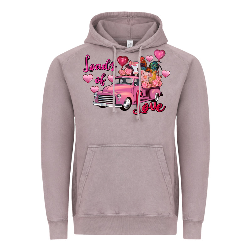 Loads Of Love Valentine's Day Farm Truck Vintage Hoodie by FaDigitalArtStudio | Teevron