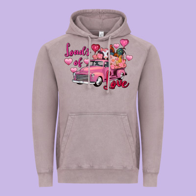 Loads Of Love Valentine's Day Farm Truck Vintage Hoodie Designed By Fadigitalartstudio