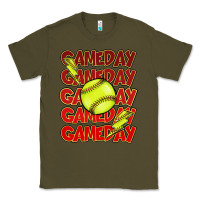 Army Green Game day softball lightning bolt Classic Tee - HowdyJamesFarm