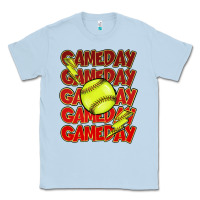 Dusty Blue Game day softball lightning bolt Classic Tee - HowdyJamesFarm
