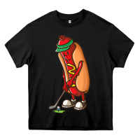 Black Funny Golfing Hot Dog Golf Gifts Shirts for Men Boys Golfer Heavy Core Tee - maiPhamDesign