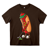 Chocolate Brown Funny Golfing Hot Dog Golf Gifts Shirts for Men Boys Golfer Heavy Core Tee - maiPhamDesign