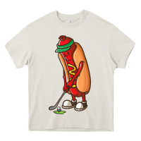 Cream Funny Golfing Hot Dog Golf Gifts Shirts for Men Boys Golfer Heavy Core Tee - maiPhamDesign