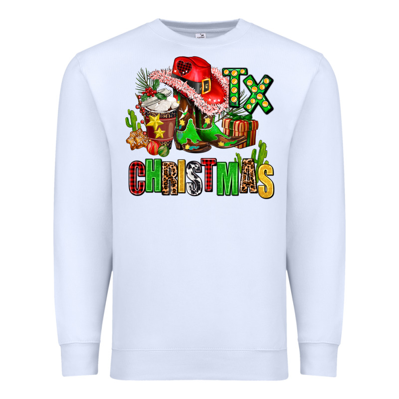 Tx Christmas Cowgirl Premium Sweatshirt by AdoDesignShop | Teevron