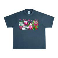 Midnight Navy pink christmas snowman coffee cups Urban Heavy Tee - OliviaCreatesArt