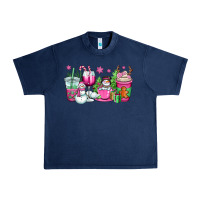 Navy pink christmas snowman coffee cups Urban Heavy Tee - OliviaCreatesArt