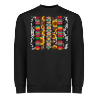 Black cowhıde aztec serape wıth leopard and sunflowers brushstroke Heavyweight Sweatshirt - Artiststas