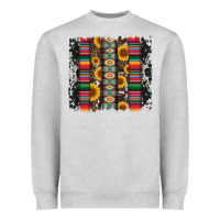 Heather Grey cowhıde aztec serape wıth leopard and sunflowers brushstroke Heavyweight Sweatshirt - Artiststas
