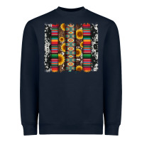Navy cowhıde aztec serape wıth leopard and sunflowers brushstroke Heavyweight Sweatshirt - Artiststas